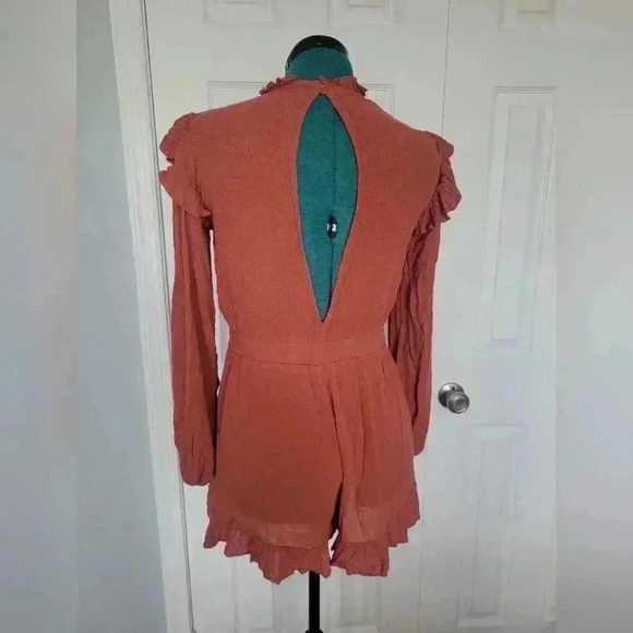 Asos Long-sleeved Burnt Orange Boho Romper 8 - Picture 2 of 2